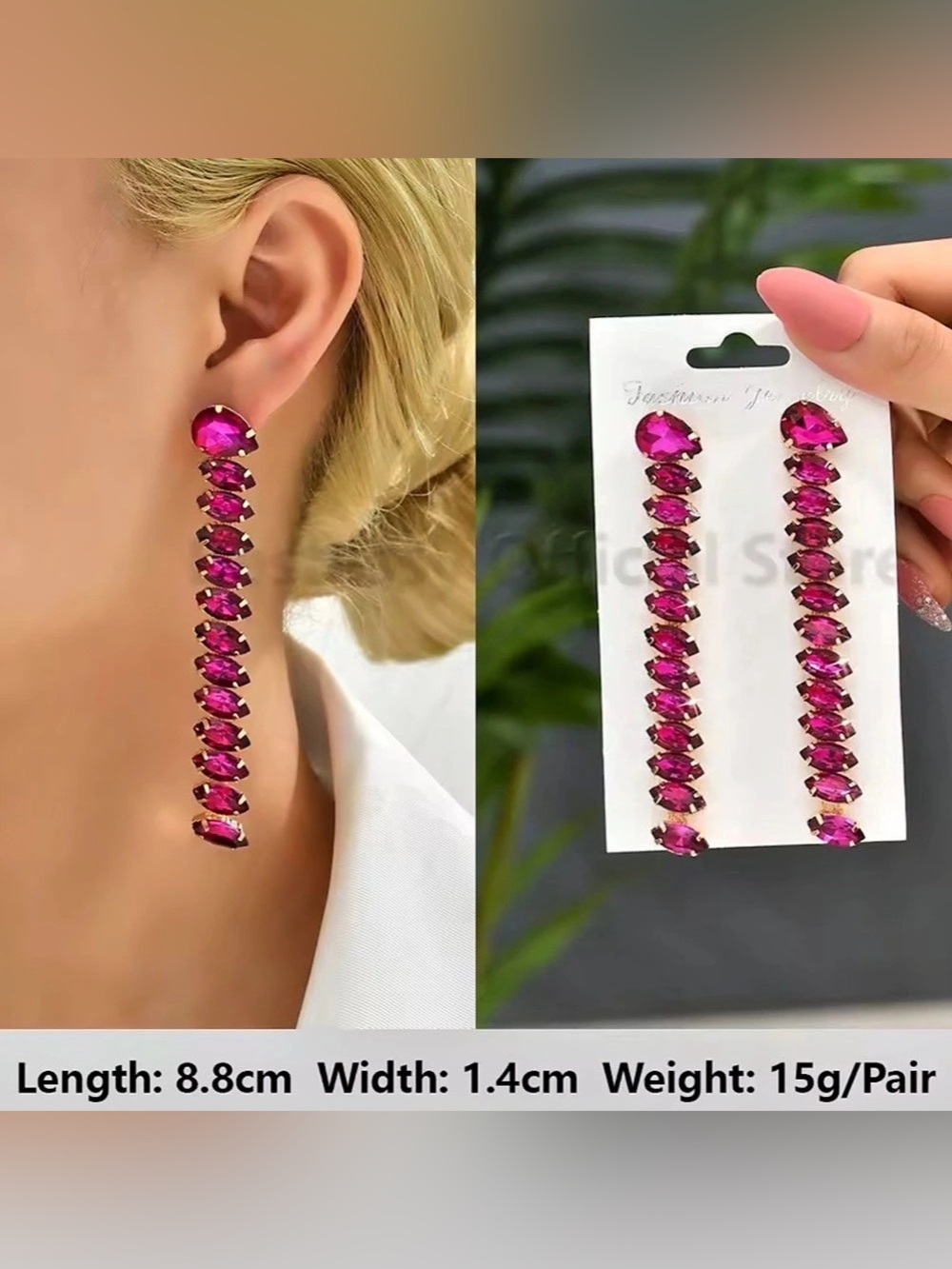 Pink Rhinestone Drop Earrings NWT
